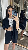 Костюм жіночий літній яскравий з креп-жатки рубашка і шорти (Норма), фото 2