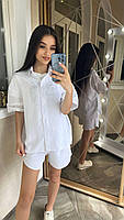 Костюм жіночий літній яскравий з креп-жатки рубашка і шорти (Норма), фото 7