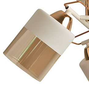 Люстра стельова з трьома плафонами золотисто-білого кольору під лампу Е27 Sirius Л 8100/3А WT+FG, фото 2