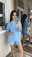 Костюм жіночий літній яскравий з креп-жатки рубашка і шорти (Норма), фото 10