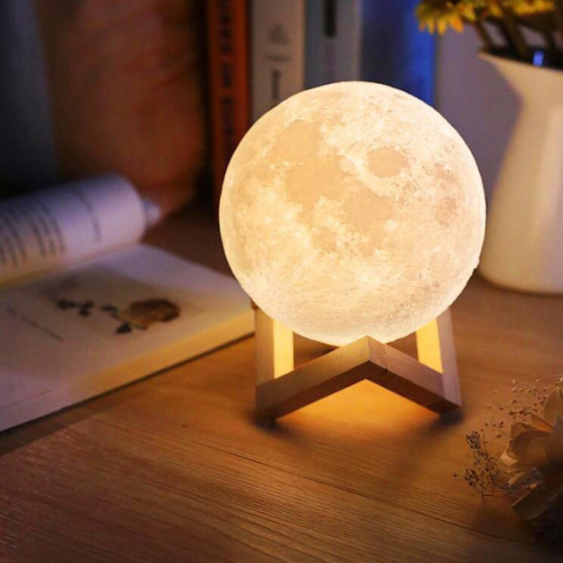 QIL Нічник місяць, який світиться Moon Lamp 13 см - фото 4 - id-p2183498409