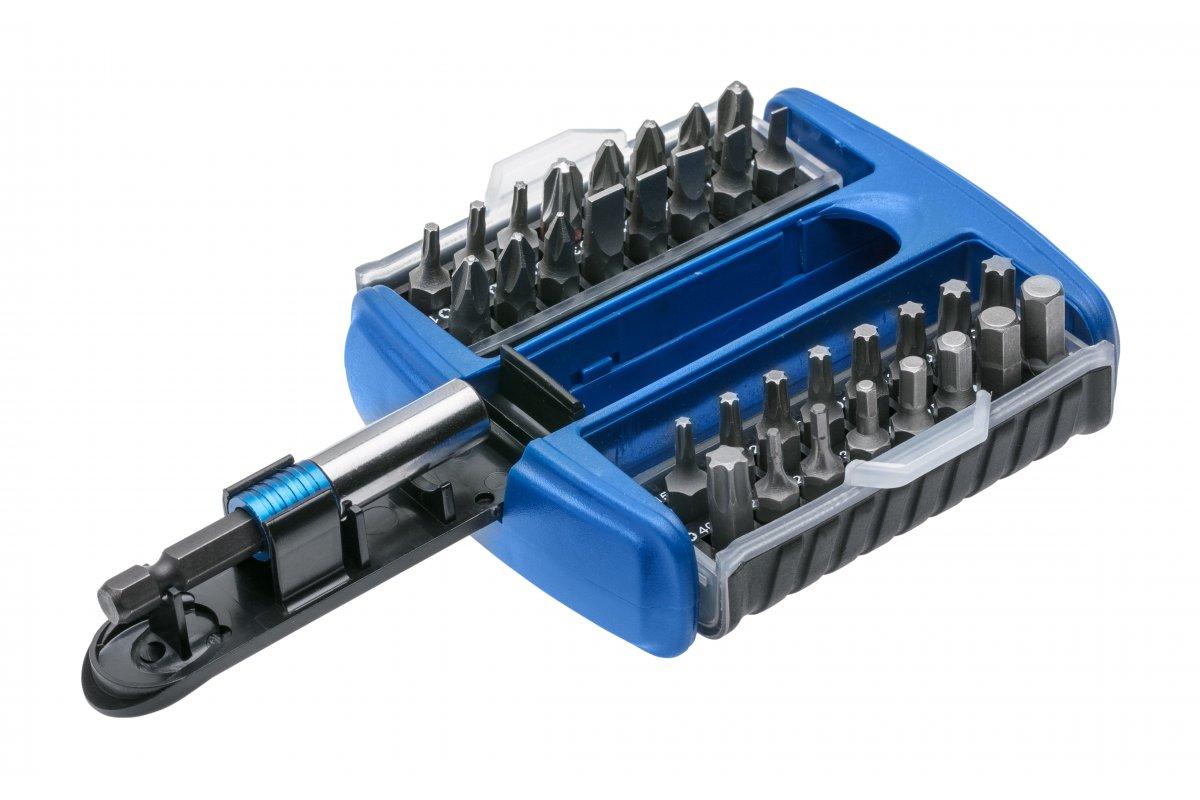 Набір біт з бітотримачем HOEGERT 1/4" SL, PH, PZ, HEX, TORX сталь S2 33 шт. (HT1S402)