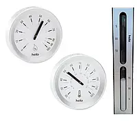 Набір для сауни та бані термометр, гігрометр, пісочний годинник Helo Brilliant сірий