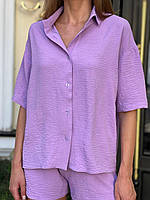Костюм жіночий літній з креп-жатки шорти і рубашка (Норма), фото 3