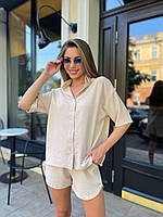 Костюм жіночий літній з креп-жатки шорти і рубашка (Норма), фото 5