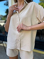 Костюм жіночий літній з креп-жатки шорти і рубашка (Норма), фото 6