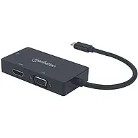 Переходник Intracom USB Type C (тато) - HDMI/VGA/DVI-I (мама)