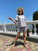 Костюм жіночий літній кофта з шортами з льону (Норма), фото 2