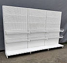 Ряд торгових стелажів перфорованих з корзинами "Колумб" 200х300 см, білі, Б/у, фото 3