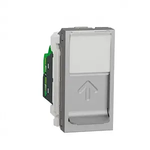 Розетка Schneider Electric Unica New NU Aluminium компютерна, RJ45, одинарна категорія 5 UTP, 1 мод