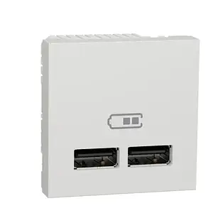 Розетка Schneider Electric Unica New NU341818 USB для зарядки, подвійна, 2 модуля