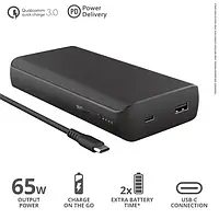 Зовнішній портативний акумулятор TRUST Laro 20.000mAh Black 100W USB-C for laptop 65W