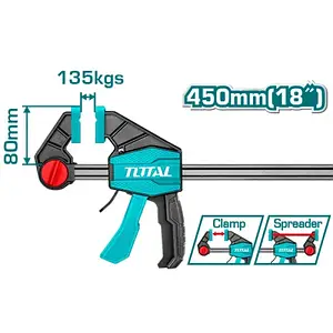 Струбцина TOTAL THT1346801 швидкозатискна, 80х450мм, 135кг