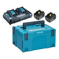 Комплект акумуляторів MAKITA 197629-2, LXT BL1850B x 2шт (18В, 5аг), DC18RD кейс Makpac3 + зарядний пристрій