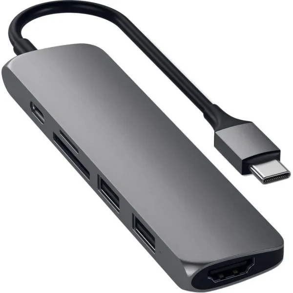 USB-хаб Satechi Slim Aluminum Type-C Multi-Port Adapter 4K Space Gray (ST-SCMA2M)