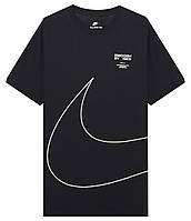 Черная футболка Nike big swoosh Мужские футболки Nike Футболка nike swoosh Nike oversize Футболка унисекс