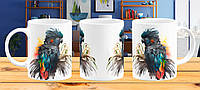Чашка кружка с принтом яркая акварель Черный пальмовый какаду