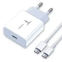 Сетевое зарядное устройство для телефона T-phox PD 18W/1Type-З + Type-C to Type-C Cable 60W 1m White