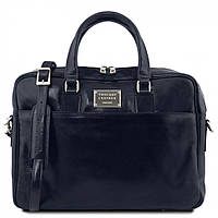 Кожаный портфель для ноутбука с передним карманом Tuscany Leather Urbino TL141241 Темно-синий PK, код: 7615772