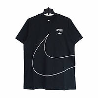 Футболки с принтами Брендовые футболки Nike Футболки Nike big swoosh Футболка nike унисекс оверсайз черная S