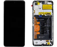 Дисплей для Huawei P Smart 2021 (02354ADC) модуль (экран,сенсор) с рамкой, акб и датчиками, оригинал, Черный