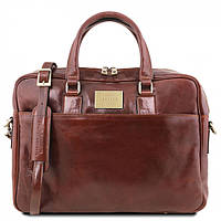 Кожаный портфель для ноутбука с передним карманом Tuscany Leather Urbino TL141241 Коричневый SM, код: 7615771