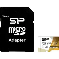Карта памяти Silicon Power SP512GBSTXDU3V20AB 512 GB microSDXC UHS-1 (U3) V30 A1 SuperiorProColor + SD adapter