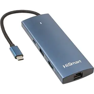 USB-хаб HiSmart Blueendless USB-C  -  HDMI + 2х USB-C + USB-A + SD/TF + RJ45 (CA914357)