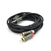 Аудио-кабель VEGGIEG YT-AR2-1.5 mini-jack 3.5 мм (тато) - 2RCA (тато) 1.5m Black