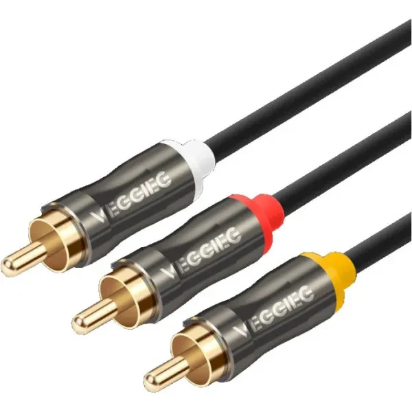 Аудіо-кабель VEGGIEG YT-AV303 3xRCA (тато) - 3xRCA (тато) 3m Black