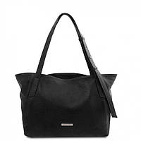 Мягкая кожаная женская сумка шоппер Tuscany TL142230 Черный XN, код: 8345785