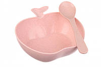 Детская тарелка Яблоко из екопластика розовая
