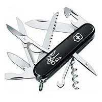 Швейцарский нож Victorinox Huntsman Ukraine Black Трезубец готический белый (Vx13713.3_T0630u)