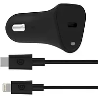 Автомобильное зарядное устройство для телефона Griffin GP-083-BLK Black PowerJolt 18W USB-C PD + USB-C to