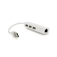 Переходник VEGGIEG U2-3U USB 2.0 (тато) - Ethernet (мама) - 3 USB 2.0 (мама) White