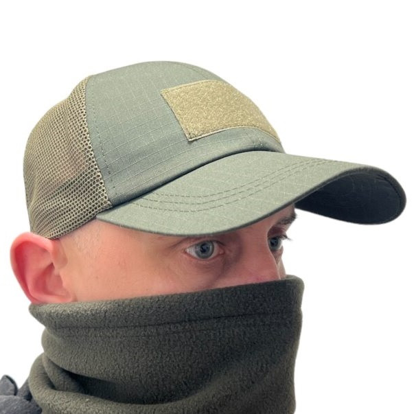 Кепка військова ЗСУ під шеврон з сіткою олива (LE3549), фото 1