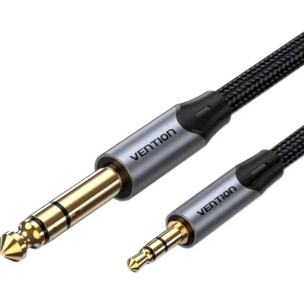 Аудіо-кабель Vention BAUHJ mini-jack 3.5 мм (тато) - jack 6.35 мм (тато) 5м Gray