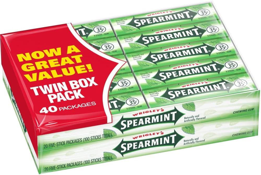 Жувальна гумка WRIGLEY'S Spearmint Chewing Gum 40 упаковок по 5 пластинок