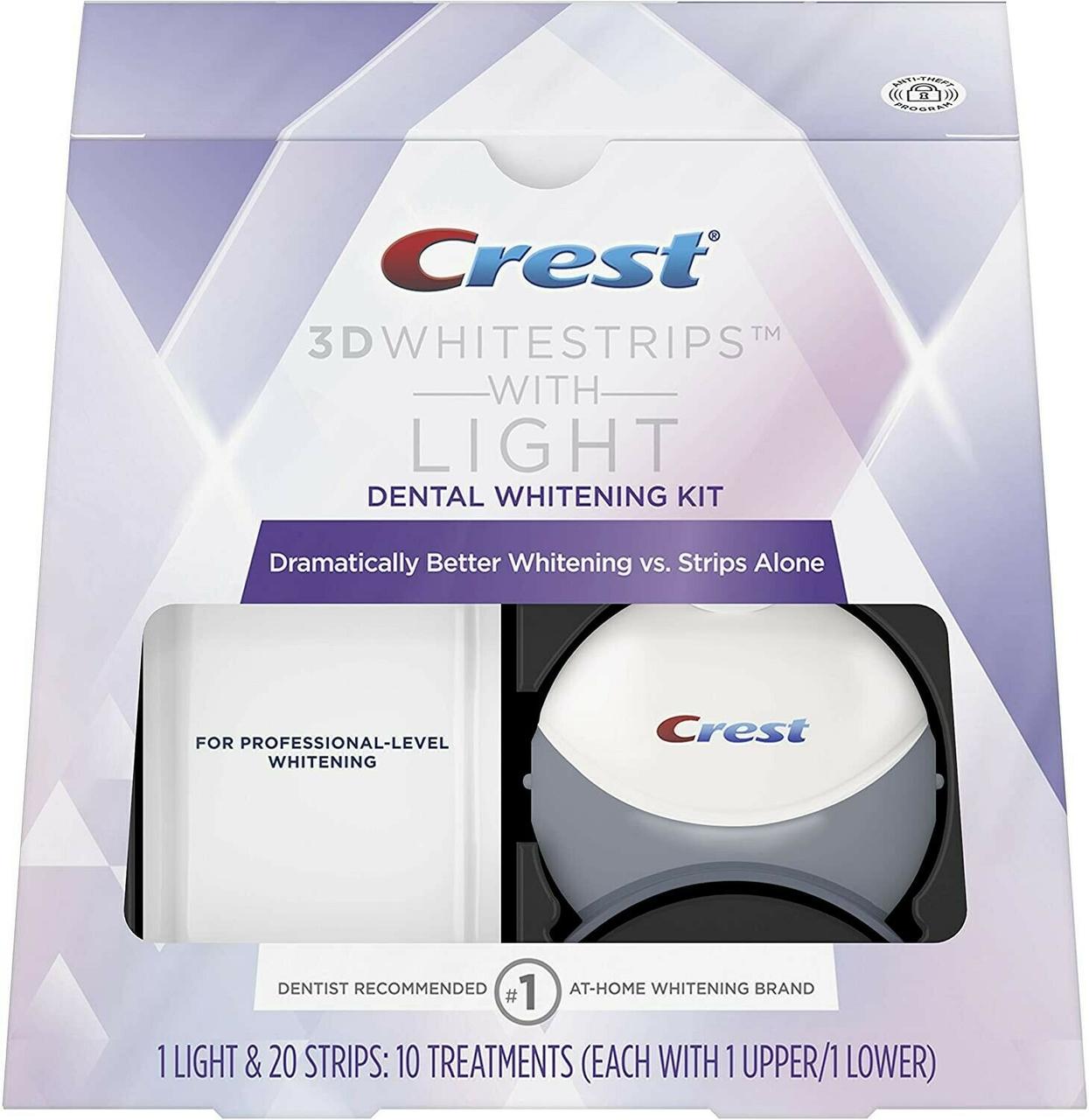 Смужки для відбілювання зубів Crest 3d Whitestrips With Light зі світловою відбілюючою лампою 20 полосок на 10 процедур (без