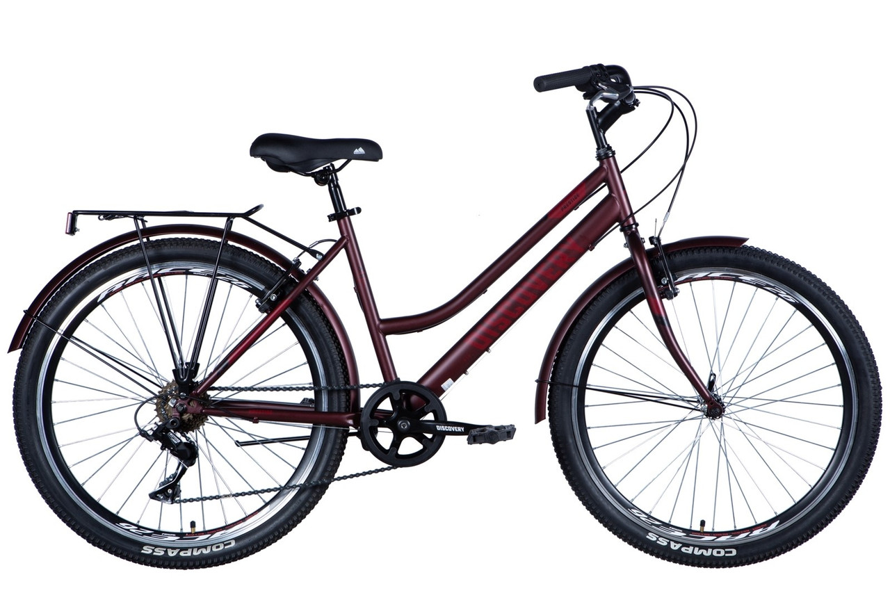 Велосипед сталь 26 Discovery PRESTIGE WOMAN Vbr рама-17" червоний (матовий) з багажником задн St з крылом St