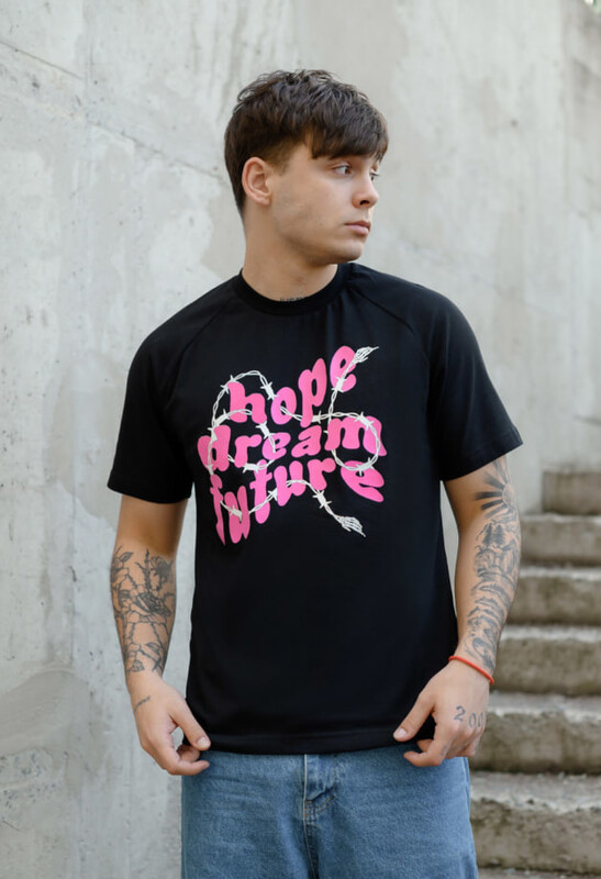 Футболка з рожевим текстовим принтом Staff hope, фото 1