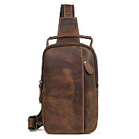 Рюкзак John Mcdee JD4009B на моношлейке из натуральной кожи Crazy Horse Светло-коричневый ES, код: 7920737