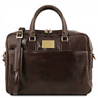 Шкіряний портфель для ноутбука з передньою кишенею Tuscany Leather Urbino TL141241 Темно-корич KB, код: 7615770