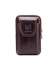 Напоясная сумка Bull T1399 для смартфона из натуральной кожи 15.3 × 9.5 × 3 Коричневый UD, код: 6832819