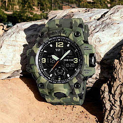 Армійський годинник протиударний SKMEI 1155BCMGN GREEN CAMO, Військовий чоловічий наручний QN-461 годинник зелений