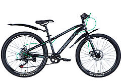 Велосипед сталь 24 Formula FOREST  DD рама-12,5" чорно-зелений (матовий) з крилом Pl 2024