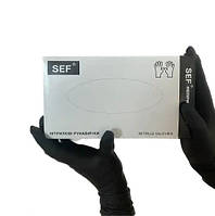 Перчатка SEF черная "м" 200 штук нитриловые (259823)
