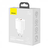 Зарядний пристрій Baseus Compact Quick Charger USB+Type-C 20W Білий (CCXJ-B02), фото 6