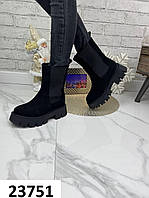 Женские ботинки челси - Jessie, натуральная замша, черного цвета.