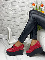 Туфли Wendy на платформе натуральная кожа в красном цвете на черной подошве